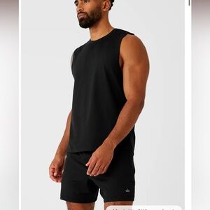 Alo Yoga black conquer muscle tank top 

size large , brand new with tag
